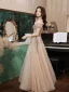 Charmant Scintillantes Kaki Paillettes Robe De Bal 2022 Princesse Volants De l'épaule Perlage Manches Courtes Dos Nu Longue Robe De Ceremonie