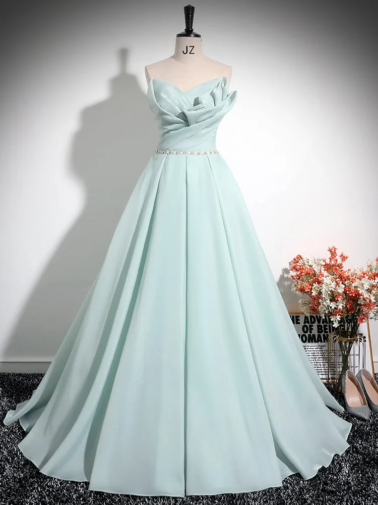 Chic Beautiful Mint Green Prom Dresses 2024 A-Line Princess Strapless Sleeveless Long