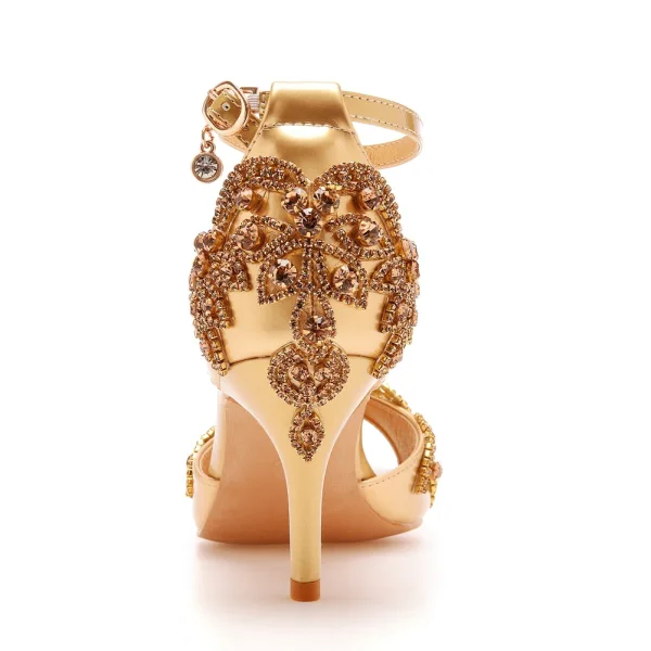Charmant Weiß Strass Brautschuhe 2023 7 cm Stilettos Peeptoes Hochzeit Sandaletten Hochhackige