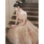 Chic / Beautiful Khaki Beading Sequins Prom Dresses 2023 A-Line / Princess Square Neckline Short Sleeve Backless Floor-Length / Long Prom Formal Dresses