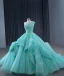 High-end Mint Green Cascading Ruffles Prom Dresses 2024 Ball Gown One-Shoulder Sleeveless Backless Court Train Prom Formal Dresses