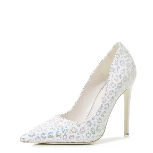 Chic Beautiful White Cocktail Party Spotted Pumps 2023 12 Cm Stiletto Heels Pointed Toe Pumps High Heels