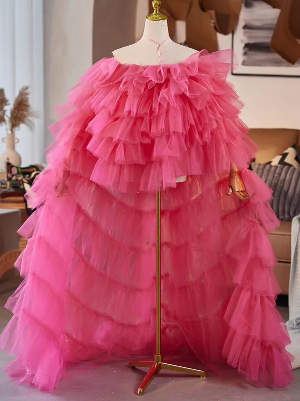 Chic / Beautiful Fuchsia Handmade Cascading Ruffles Prom Shawls 2025