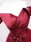 Elegant Burgundy Prom Dresses 2025 Ball Gown Off-The-Shoulder Short Sleeve Backless Floor-Length / Long Prom Formal Dresses