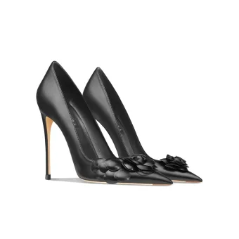 Mode Zwarte Avond Leer Pumps Hoge Hakken 2024 10 Cm Naaldhakken Stiletto Spitse Neus Damesschoenen