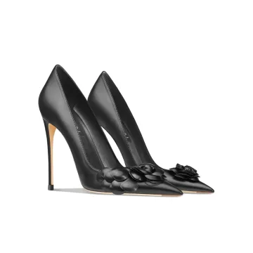 Fashion Black Evening Party Leather Pumps High Heels 2024 10 Cm Stiletto Heels Pointed Toe Womens Shoes