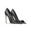 Mode Schwarz Abend Leder Pumps Hochhackige 2024 10 cm Stilettos Spitzschuh Damenschuhe