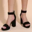 Enkla Aprikos / Beige Sommar Casual Sandaler Dam 2022 Mocka 10 cm Tjocka Klackar Ankelband Peep Toe Sandaler Högklackade