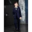 Modern / Fashion Navy Blue Long Sleeve Boys Wedding Suits 2023 6-piece Body Jewellery Coat Pants Shirt Tie Vest Wedding