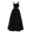 Chic / Beautiful Black Rhinestone Bow Prom Dresses 2022 A-Line / Princess Spaghetti Straps Sleeveless Backless Floor-Length / Long Prom Formal Dresses