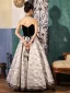 Vintage / Retro Black Printing Prom Dresses 2022 Ball Gown Strapless Sleeveless Backless Bow Sash Floor-Length / Long Formal Dresses
