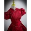 Elegant Burgundy Prom Dresses 2022 Ball Gown High Neck Pearl Lace Flower Short Sleeve Backless Floor-Length / Long Formal Dresses
