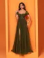Chic / Belle Vert Foncé Fendue devant Robe De Bal 2025 Trompette / Sirène Encolure Carrée Manches Courtes Dos Nu Longue Robe De Ceremonie