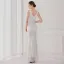 Scintillantes Blanche Paillettes Robe De Soirée 2022 Trompette / Sirène V-Cou Perlage Gland Sans Manches Dos Nu Longue Soirée Robe De Ceremonie