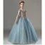 Fashion Sky Blue Beading Sequins Flower Girl Dresses 2022 Birthday Ball Gown Scoop Neck Sleeveless Backless Floor-Length / Long