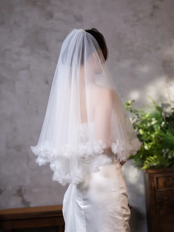 Simple Blanche Appliques 0.5 m Voile De Mariée 2025 Tulle