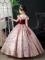 Bling Bling Burgundy Sequins Birthday Flower Girl Dresses 2023 Ball Gown Scoop Neck Ruffle Short Sleeve Floor-Length / Long Flower Girl Dresses
