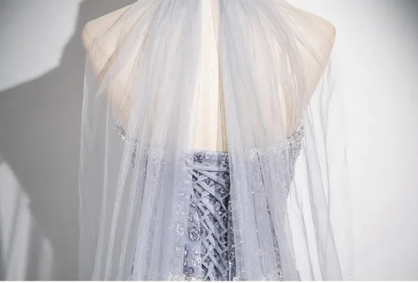 Bling Bling Grau Perlenstickerei Pailletten Ballkleider 2024 A Linie Bandeau Ärmellos Rückenfreies Lange Ball Festliche Kleider