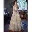 Chic / Belle Blanche Perlage Appliques Robe De Bal 2024 Princesse De l'épaule Manches Courtes Dos Nu Longue Promo Robe De Ceremonie