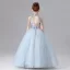 Fashion Sky Blue Beading Tassel Sequins Birthday Flower Girl Dresses 2025 Ball Gown High Neck Sleeveless Floor-Length / Long