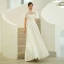 Elegant High-end Ivory Prom Dresses 2022 A-Line / Princess Strapless Short Sleeve Backless Floor-Length / Long Prom Formal Dresses