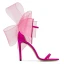 Sexy Fuchsie Ball Schleife Sandalen Damen 2022 Leder 9 cm Stilettos Knöchelriemen Peeptoes Sandaletten Hochhackige
