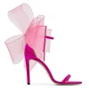 Sexy Fuchsia Prom Bow Womens Sandals 2022 Leather 9 cm Stiletto Heels Ankle Strap Open / Peep Toe Sandals High Heels