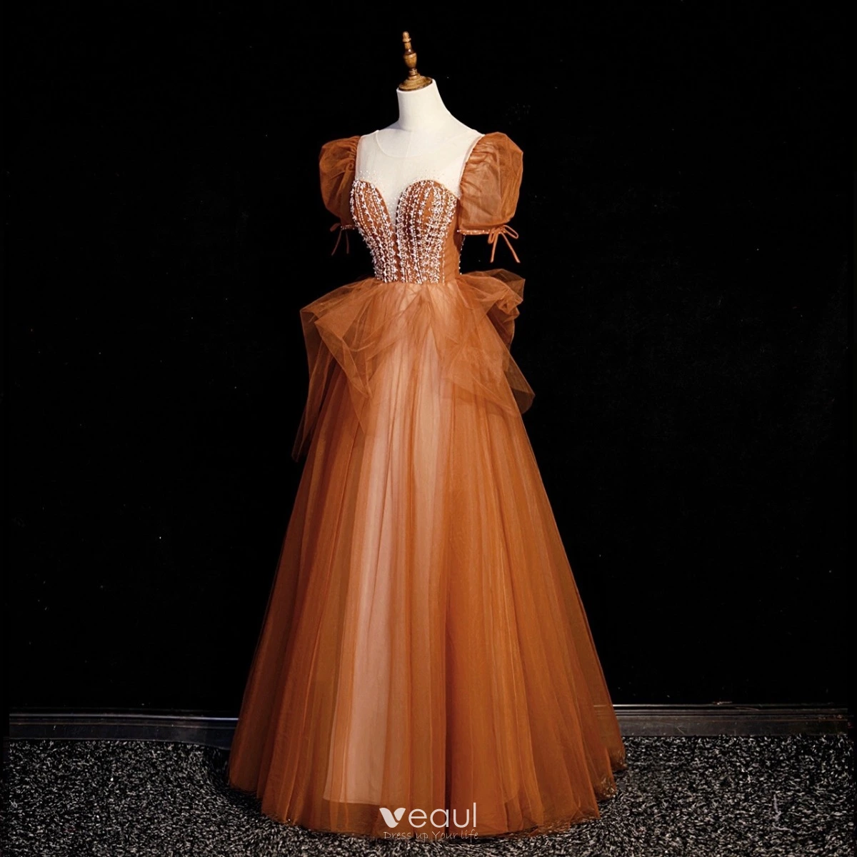 Tan prom dress hotsell