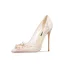 Charming Nude Pearl Rhinestone Lace Wedding Shoes 2024 10 cm Stiletto Heels Pointed Toe Wedding Pumps High Heels