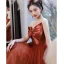 Audrey Hepburn Style Red Bow Strapless Prom Dresses 2022 A-Line / Princess Sleeveless Backless Floor-Length / Long Prom Formal Dresses