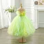 Fashion Green Cascading Ruffles Birthday Flower Girl Dresses 2024 Ball Gown Scoop Neck Sleeveless Backless Floor-Length / Long