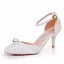 Élégant Blanche Perle Bride Cheville Chaussure De Mariée 2025 7 cm Talons Aiguilles À Bout Pointu Mariage Talons