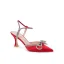 Sexy Rougissant Rose Soirée Faux Diamant Noeud Sandales Femme 2022 Bride Cheville 6 cm Talons Aiguilles À Bout Pointu Sandales Talons Hauts