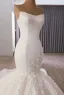 High End Weiß Strass Applikationen Satin Brautkleider / Hochzeitskleider 2025 Meerjungfrau Bandeau Ärmellos Rückenfreies Kapelle-Schleppe Hochzeit
