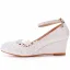 Élégant Blanche En Dentelle Fleur Chaussure De Mariée 2022 5 cm Compensées À Bout Rond Mariage Talons Hauts