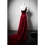 Sexy Burgundy Velvet Evening Dresses 2024 Trumpet / Mermaid Strapless Sleeveless Backless Court Train Evening Party Formal Dresses