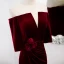 Charming Burgundy Suede Evening Dresses 2022 Trumpet / Mermaid Off-The-Shoulder Short Sleeve Backless Sash Flower Sweep Train Evening Party Formal Dresses