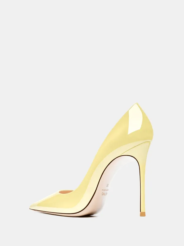 Schöne Gelb OL Büro Lackleder Pumps Hochhackige 2026 10 cm Stilettos Spitzschuh Pumps
