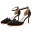 Chic / Belle Noire Faux Diamant Promo Sandales Femme 2023 Bride Cheville 7 cm Talons Aiguilles À Bout Pointu Sandales Talons Hauts
