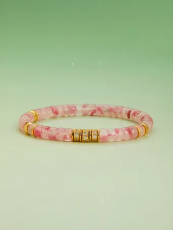 Schön Rosa Handgefertigt Natürlicher Kristall Armbänder Brautaccessoires 2025