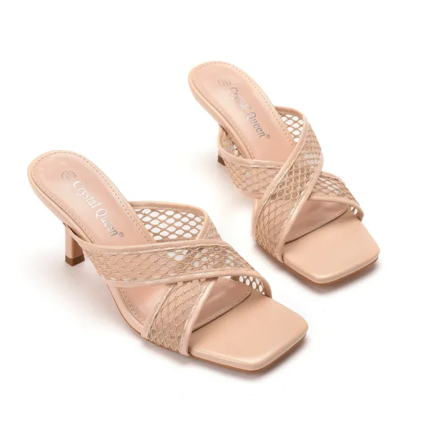 Modest / Simple Beige Casual Womens Sandals 2022 7 cm Stiletto Heels Open / Peep Toe Sandals High Heels