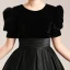 Vintage / Retro Satin Black Birthday Prom Flower Girl Dresses 2022 A-Line / Princess Scoop Neck Short Sleeve Floor-Length / Long Flower Girl Dresses