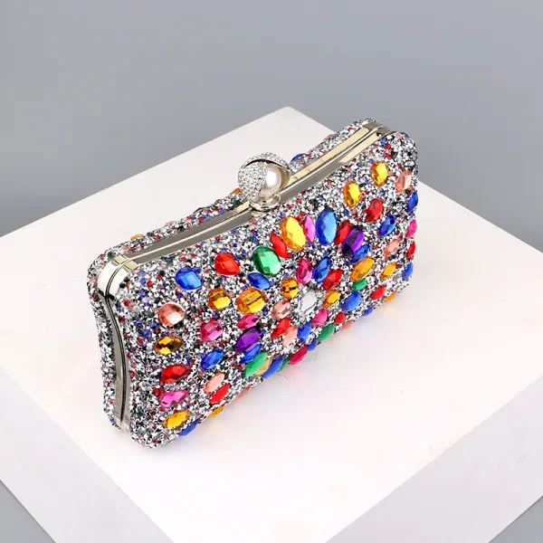 Fancy Multi-Colors Rhinestone Sequins Evening Party Clutch Bags 2023