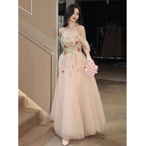 Encantador Rosa Clara Lentejuelas Con Encaje Flor Vestidos de gala 2023 A-Line / Princess Fuera Del Hombro Sin Mangas Sin Espalda Largos Gala Vestidos Formales