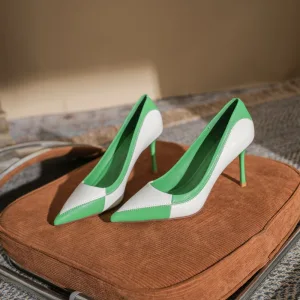 Mode Groen Straatkleding Lapwerk Pumps 2022 8 Cm Naaldhakken Stiletto Spitse Neus Pumps Hoge Hakken