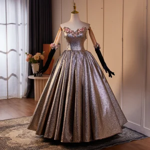 Sparkly Perle Rhinestone Appliques Paljetter Ballkjoler 2024 Ballkjole Strapless Uten Ermer Ryggløse Lange Ball Formelle Kjoler