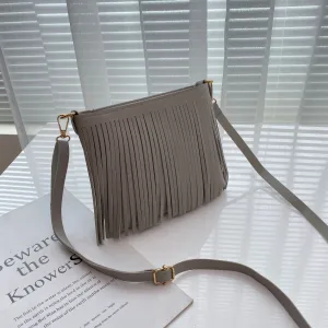 Modest Simple Grey Casual Tassel Women S Bags Messenger Bag 2023