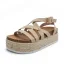 Schlicht Gelb Strassenmode Strand Flechten Sandalen Damen 2022 6 cm Keilabsatz Peeptoes Sandaletten
