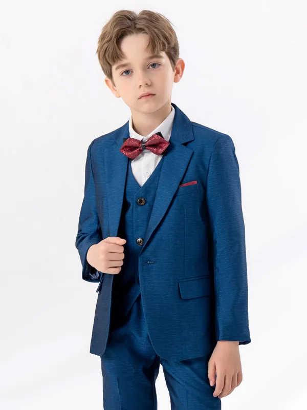 Ocean Blue Wedding 6-piece Boys Wedding Suits 2024 Body Jewellery Coat Pants Shirt Tie Vest
