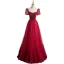 Chic / Belle Bordeaux Perlage Paillettes Robe De Bal 2022 Princesse Encolure Dégagée Manches Courtes Dos Nu Longue Promo Robe De Ceremonie